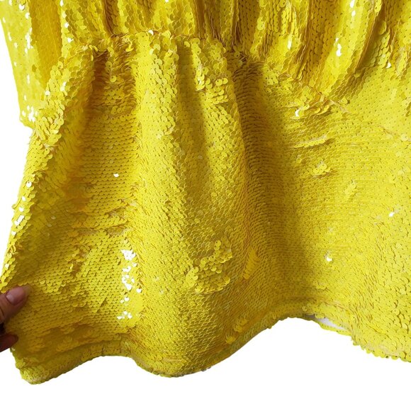 NEW Brogger Diana Neon Yellow Sequin Mini Dress Black Mesh Street Wear Glam - Picture 13 of 15